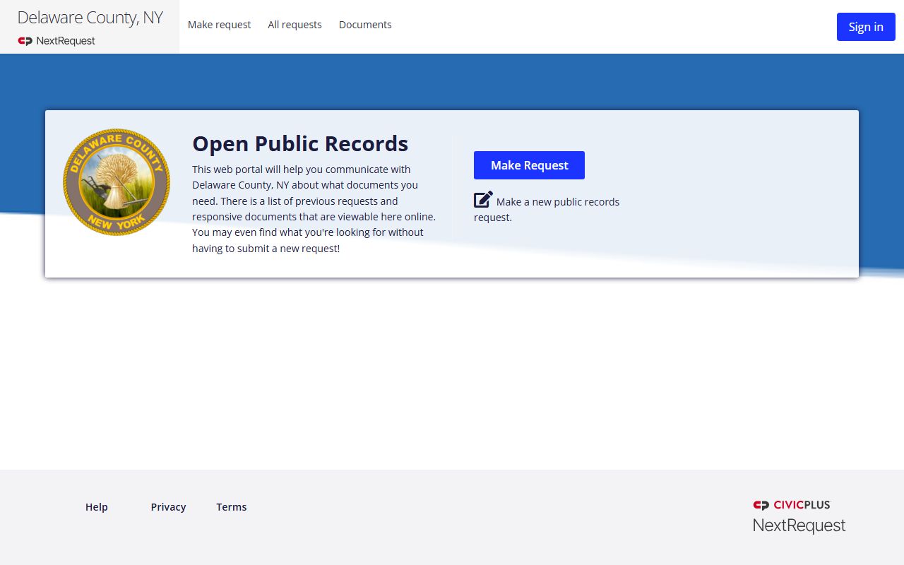 Delaware County Correctional Facility records request portal for jail records